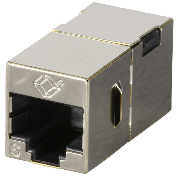 Black Box Cat.6 Coupler - Shielded, Straight-Pin, Office Silver, 10-Pack FM608-10PAK