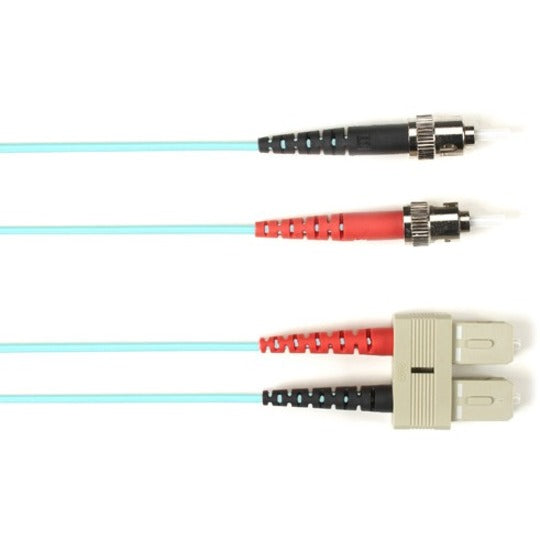 Black Box Colored Fiber OM3 50/125 Multimode Fiber Optic Patch Cable - OFNP Plenum FOCMP10-001M-STSC-AQ