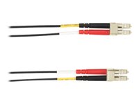 Black Box Colored Fiber OS2 9/125 Singlemode Fiber Optic Patch Cable - OFNR PVC FOCMRSM-020M-LCLC-BK