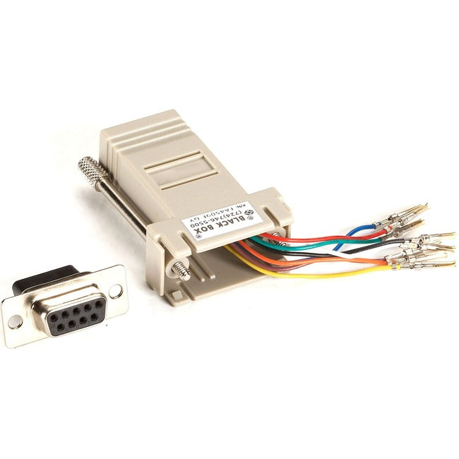 Black Box DB9 Female to RJ45F Modular Adapter Kit with Thumbscrews Gray FA4509F-GY