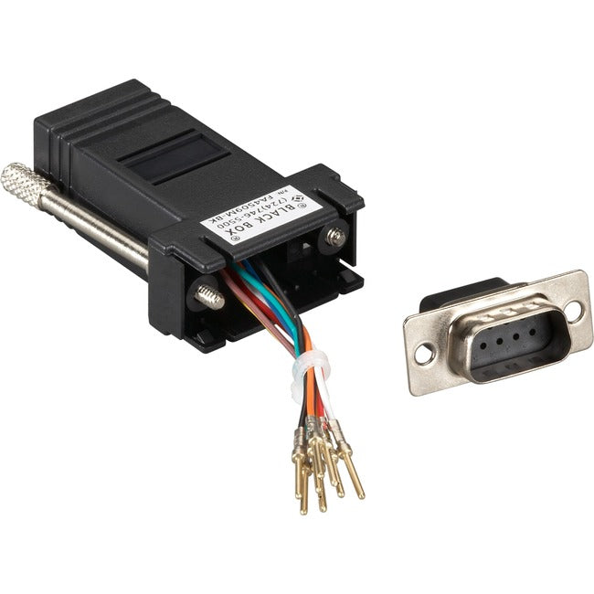 Black Box DB9 Male to RJ45F Modular Adapter Kit with Thumbscrews Blue FA4509M-BL