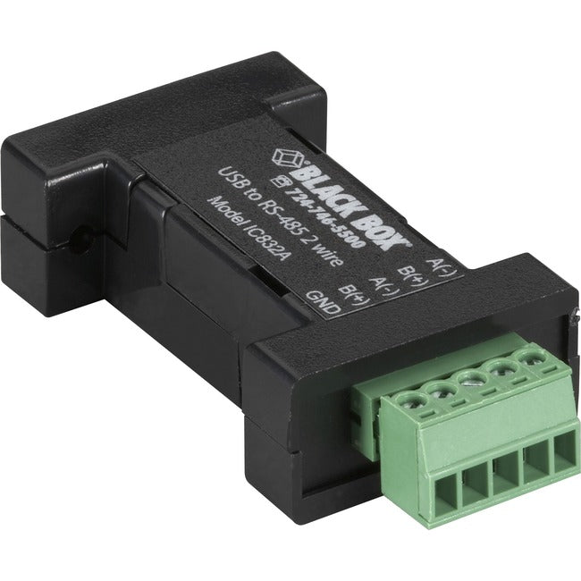 Black Box DB9 Mini Converter (USB to Serial), USB/RS-485 (2-wire, Terminal Block) IC832A