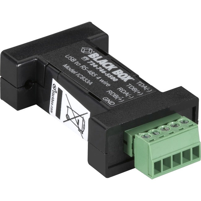 Black Box DB9 Mini Converter (USB to Serial), USB/RS-485 (4-wire, Terminal Block) IC833A