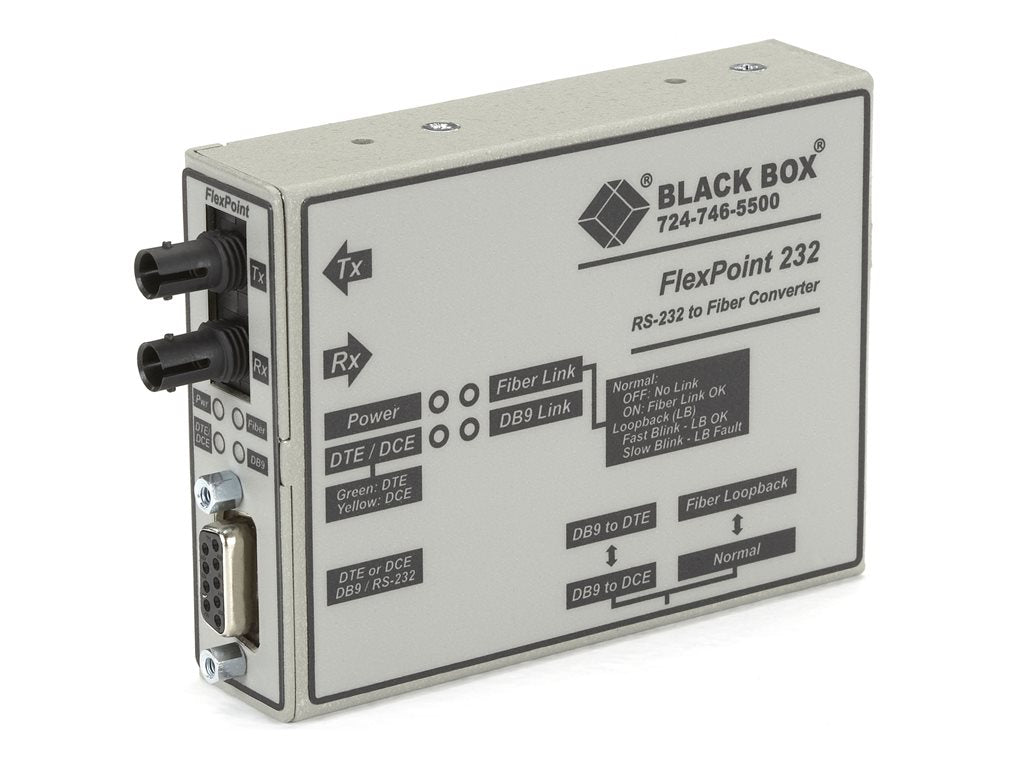 Black Box FlexPoint - Serial port extender - RS-232 - over fiber optic - fiber optic, serial RS-232 - 9 pin D-Sub (DB-9) / ST ME660A-MSC-R2