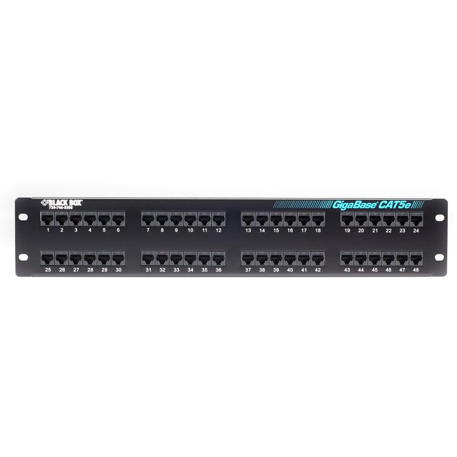 Black Box GigaBase CAT5e Patch Panel - 2U, Unshielded, 48-Port