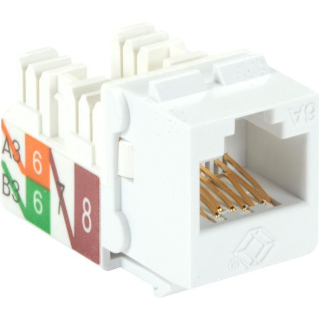 Black Box GigaTrue 2 CAT6A Keystone Jack - Unshielded, RJ45, White, 25-Pack C6AJA70-WH-R2-25PAK