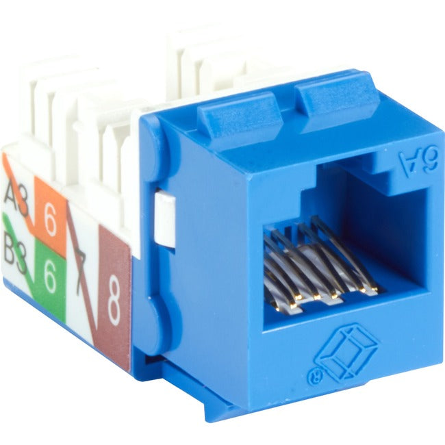 Black Box GigaTrue2 CAT6A Keystone Jack - Unshielded, RJ-45, Blue C6AJA70-BL-R2-25PAK