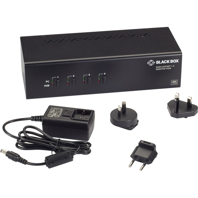 Black Box KVM Switch - Dual-Monitor, DisplayPort 1.2, 4K 60Hz, USB 3.0 Hub, Audio KV6224DP