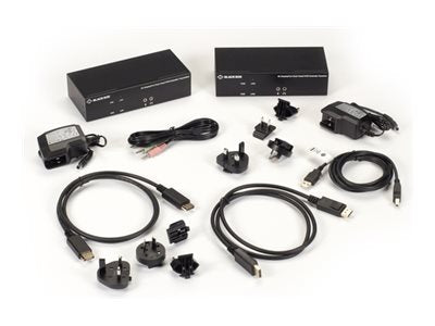 Black Box KVX Series - Kit - KVM / audio / serial / USB extender - over fiber optic - USB - up to 18.6 miles - 1U - TAA Compliant KVXLCDPF-200-SFPBN1