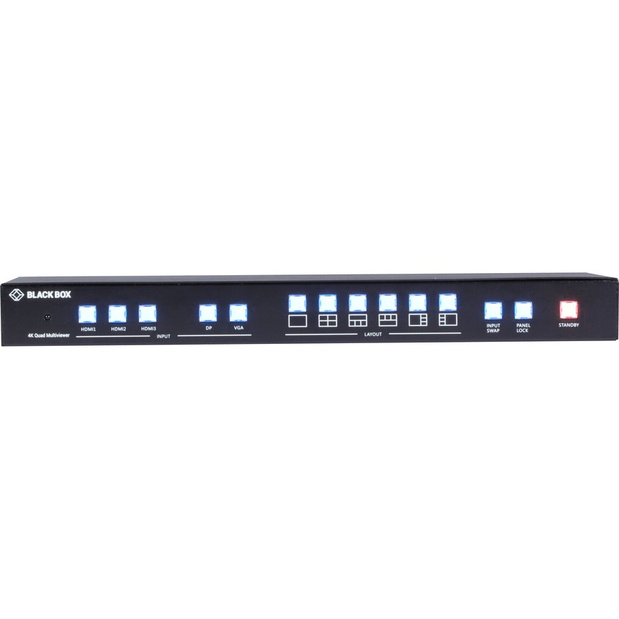 Black Box Quad MultiViewer - 4K60, HDMI, DisplayPort, VGA, 5x1