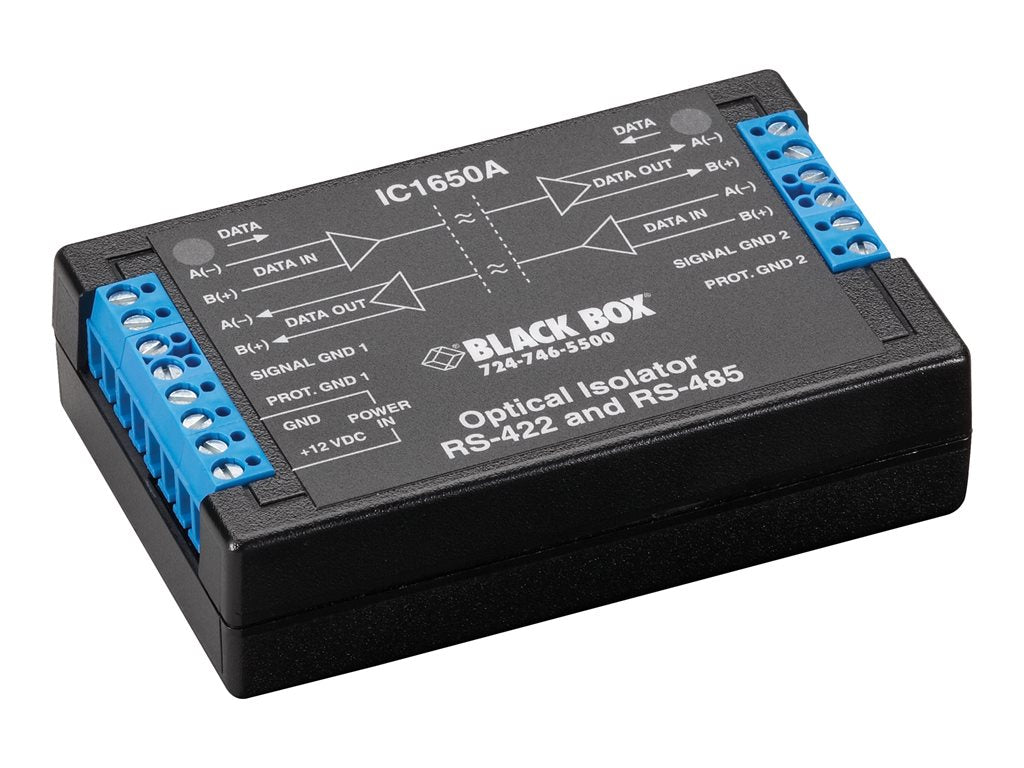 Black Box RS-422 and RS-485 Optical Isolator/Repeater - Repeater - RS-232, RS-485 - serial RS-232, serial RS-485 -