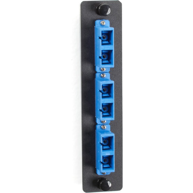 Black Box Standard Adapter Panel, Ceramic Sleeves, (3) Duplex SC Pairs, Blue JPM451C