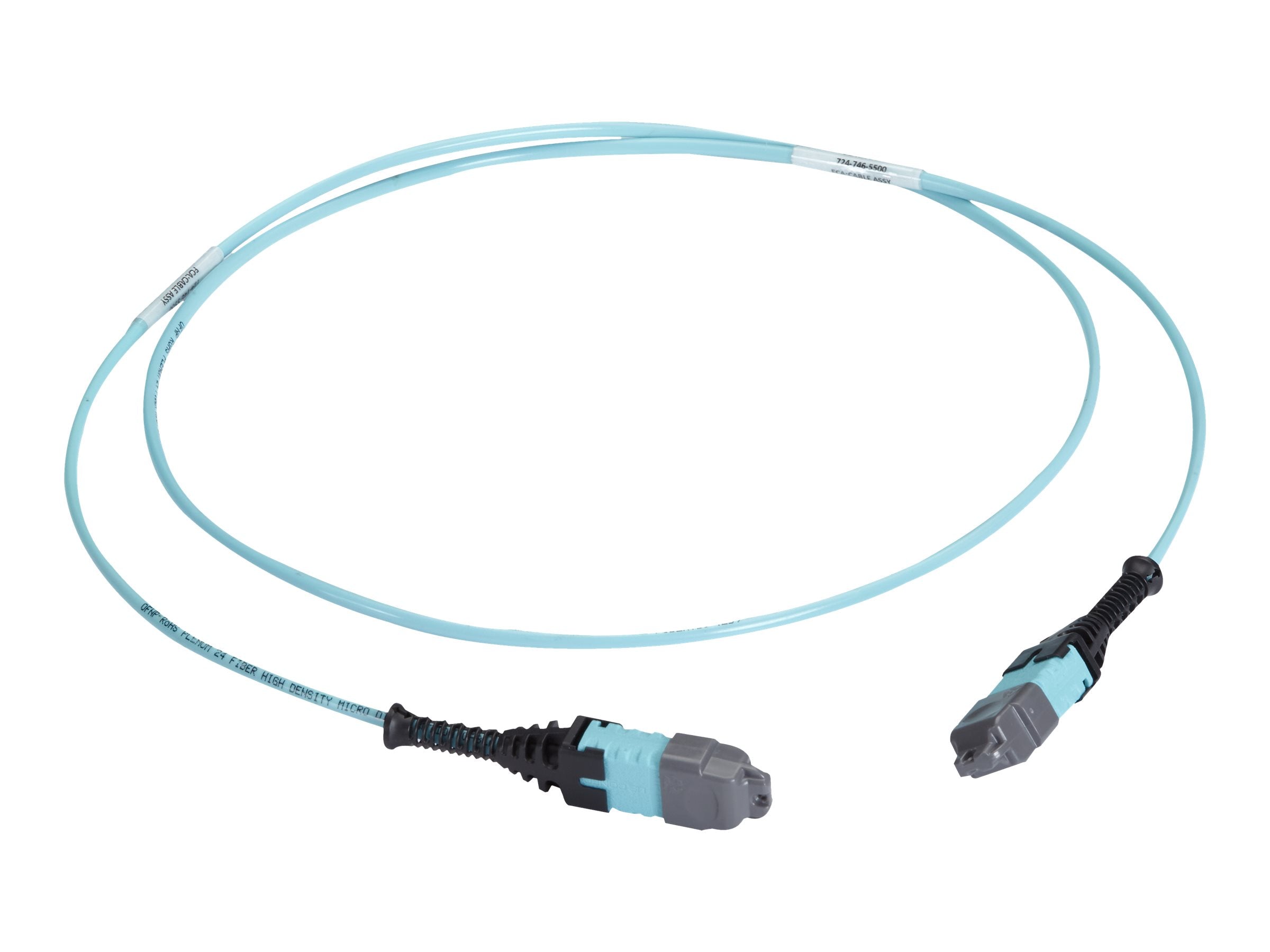 Black Box - Trunk cable - MTP/MPO multi-mode to MTP/MPO multi-mode - 50 m - 0.1 in - fiber optic - OM3 - OFNP - plenum - aqua FOTC30M3MP12AQ-50R2