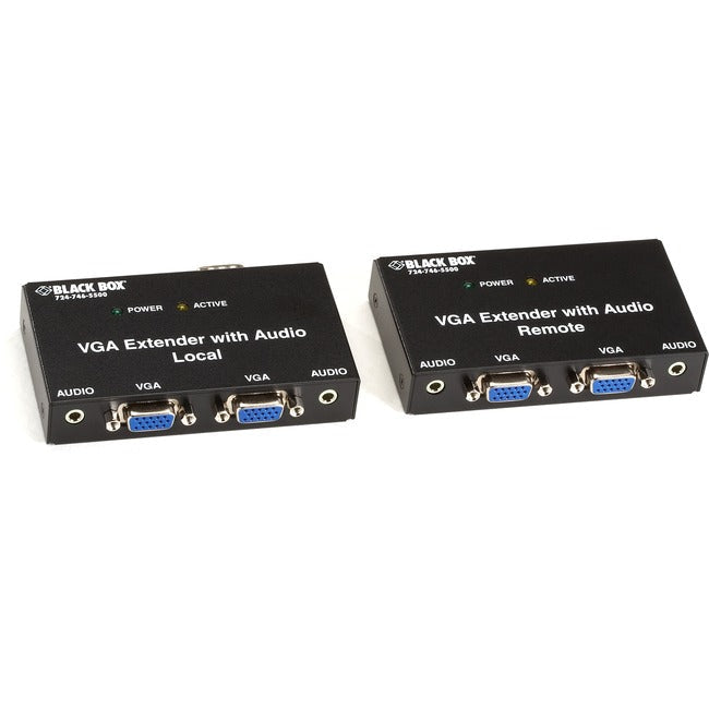 Black Box VGA Extender Kit with Audio, 2-Port Local, 2-Port Remote AC556A-R2