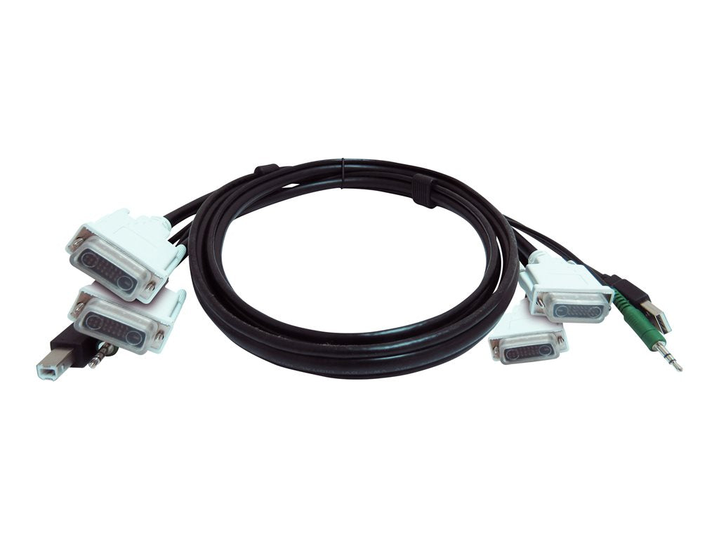 Black Box - Video / USB / audio cable - TAA Compliant - dual link - USB, mini-phone stereo 3.5 mm, DVI-D (M) to mini-phone stereo SKVMCBL-2DVI-10TAA