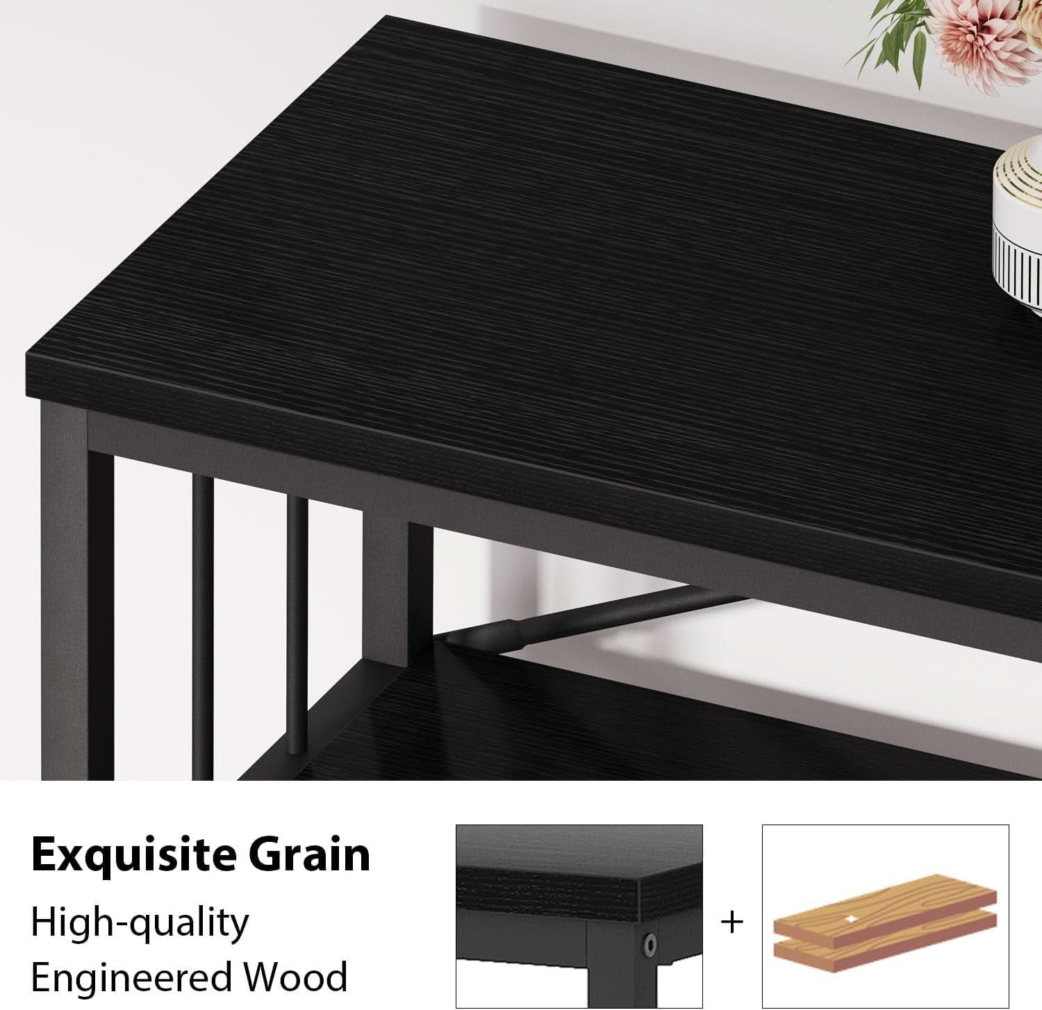 Black Oak 63 Inch Open Bookshelf With Three Shelves