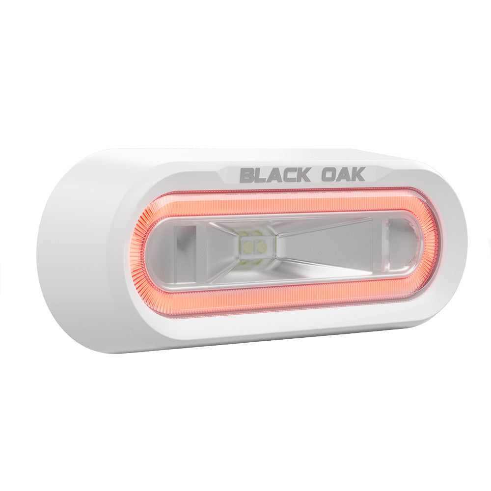 Black Oak Low Pro&trade; Off Road Spreader Light - Bracket Mount - White Housing - Red LED