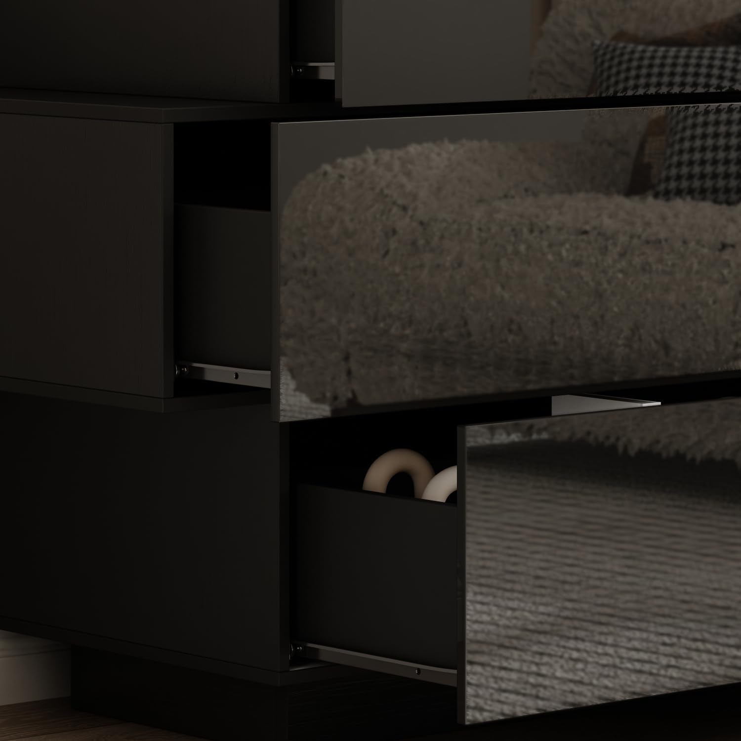 Black Six Drawer Dresser For Bedroom Organization Storage