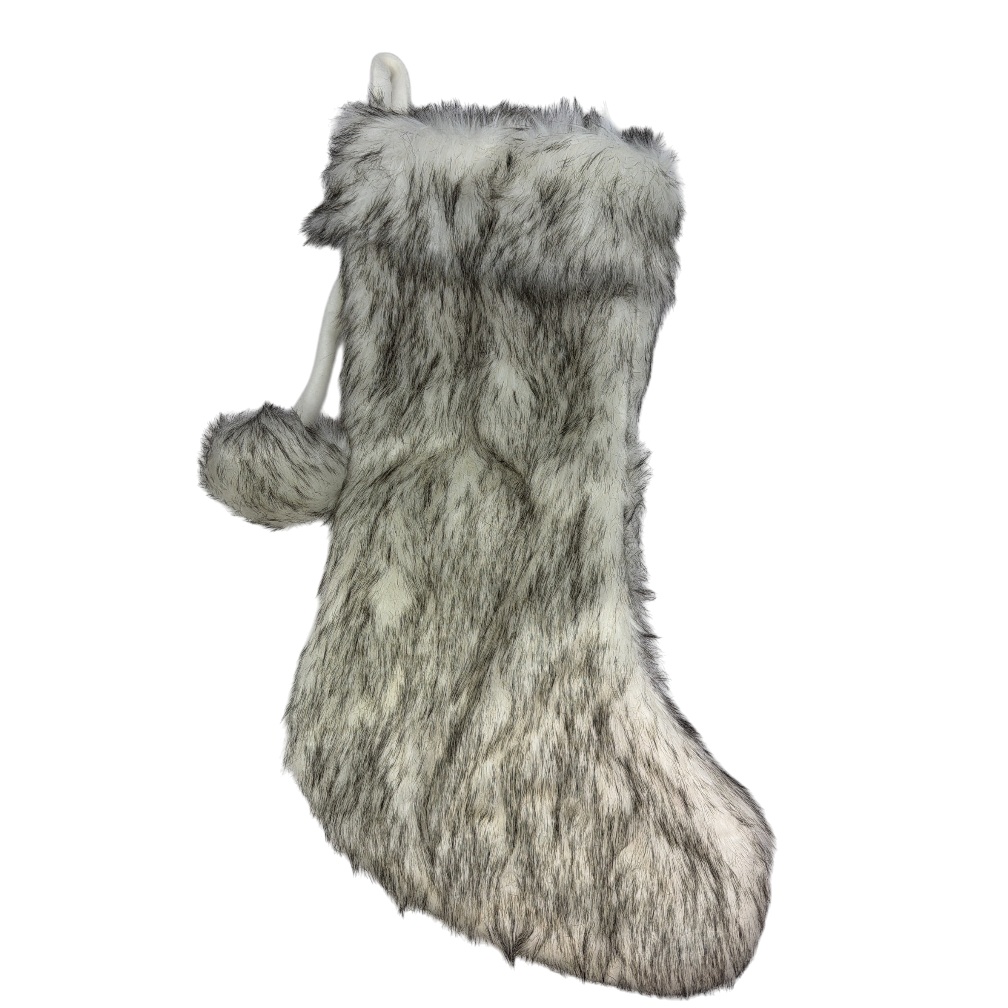 Black and  White Faux Fur Stocking