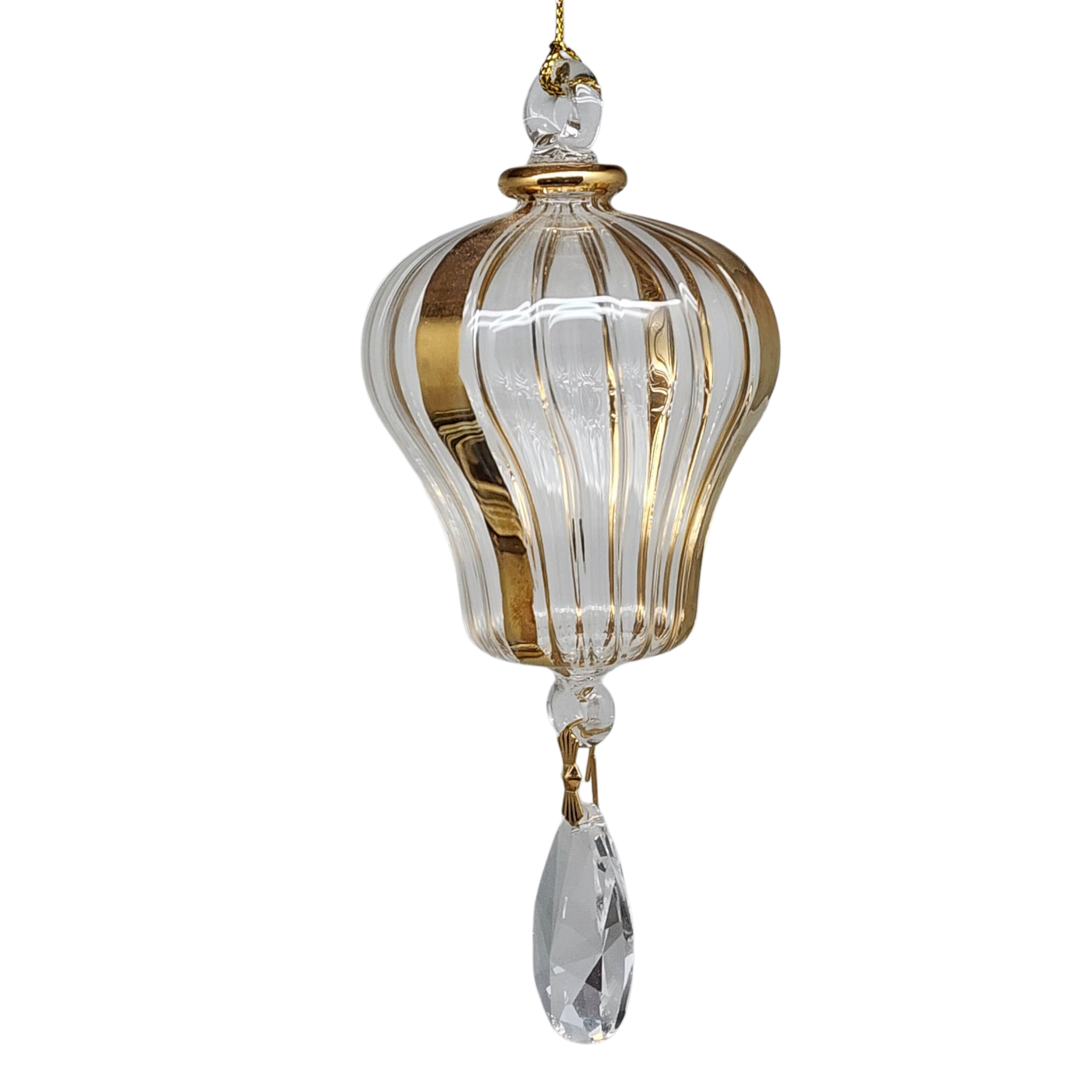 Blown Egyptian Glass Gold Hot Air Balloon