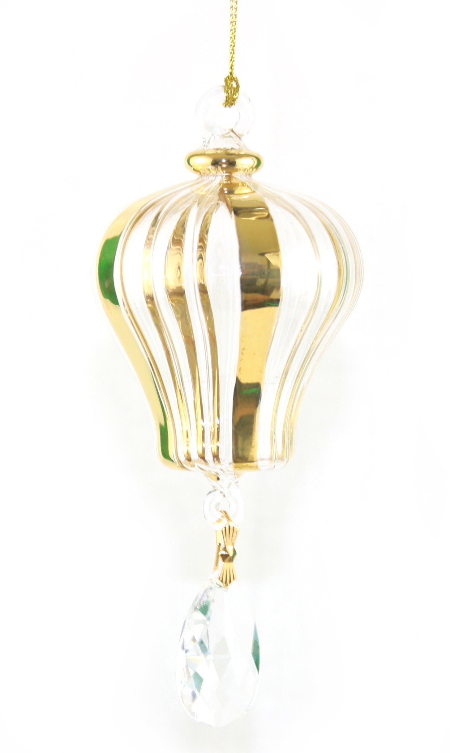 Blown Egyptian Glass Gold Hot Air Balloon