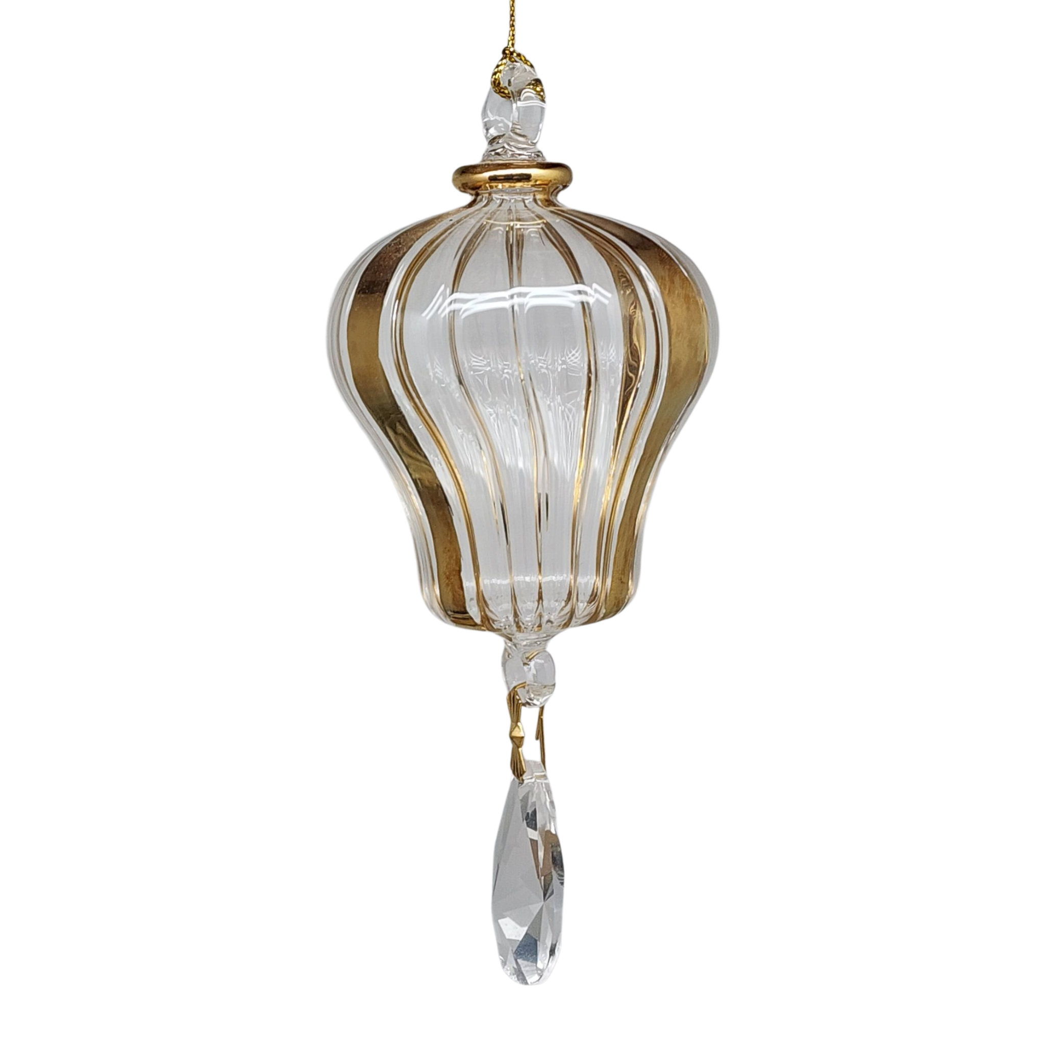 Blown Egyptian Glass Gold Hot Air Balloon