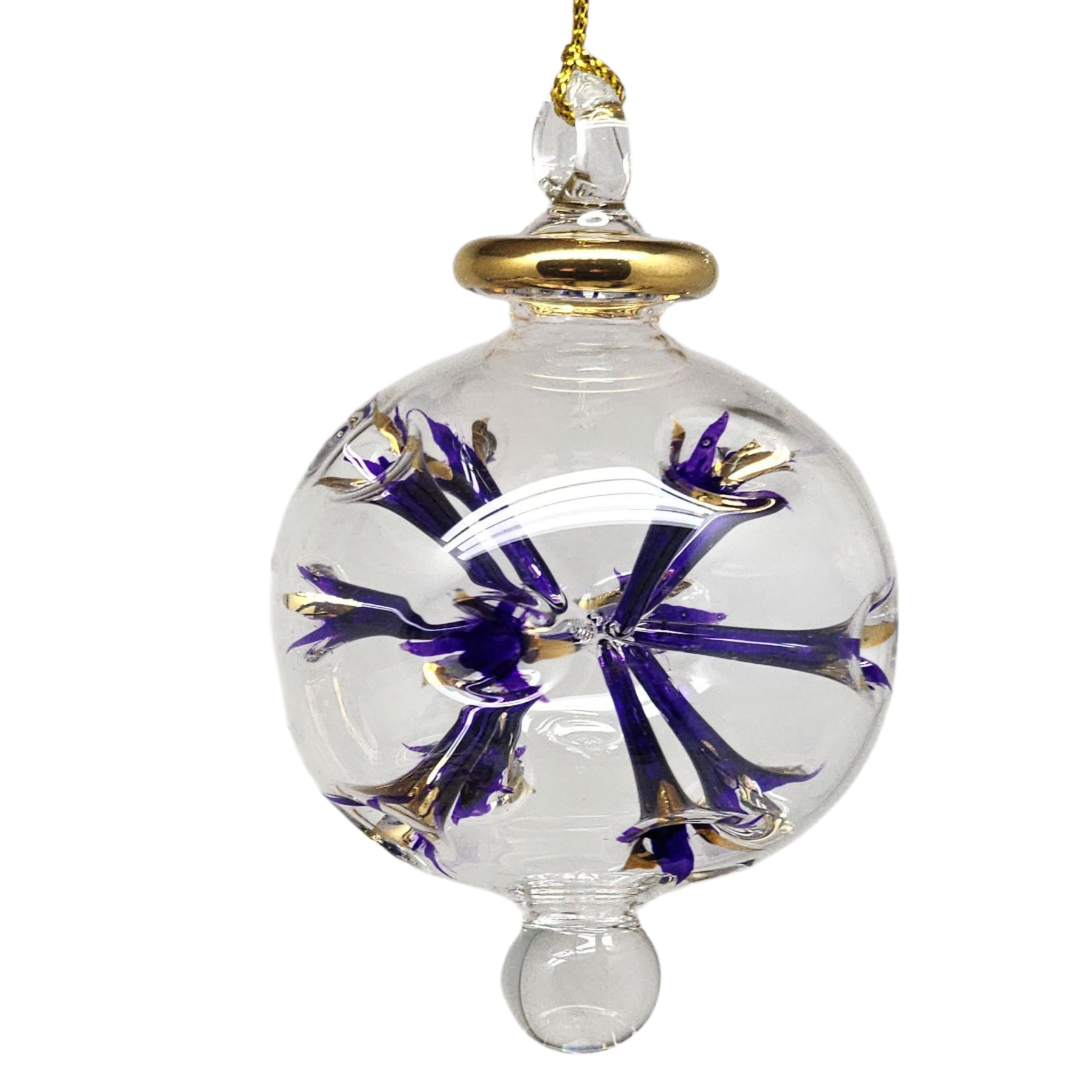 Blown Glass Pierced Starburst Ornament - Purple