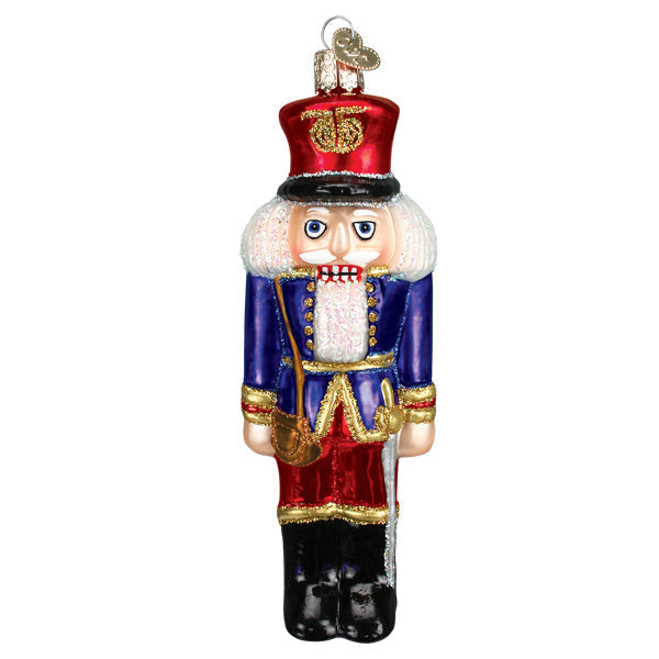 Blue Coat Soldier Nutcracker Glass Ornament