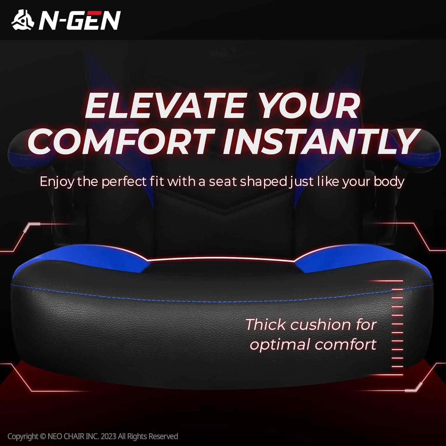 Blue Ergonomic Gaming Chair With Adjustable Height