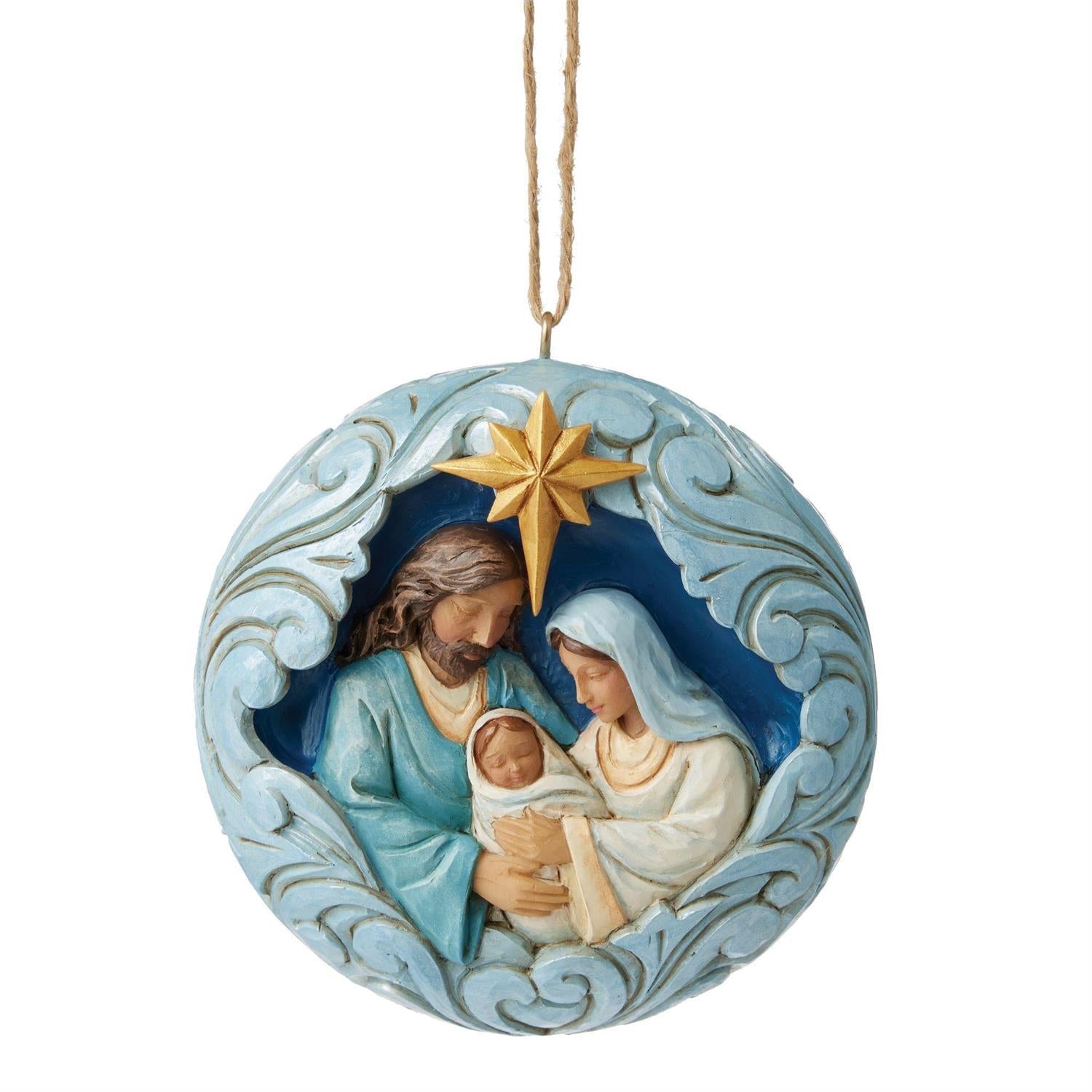 Blue & Gold Holy Family Ornament