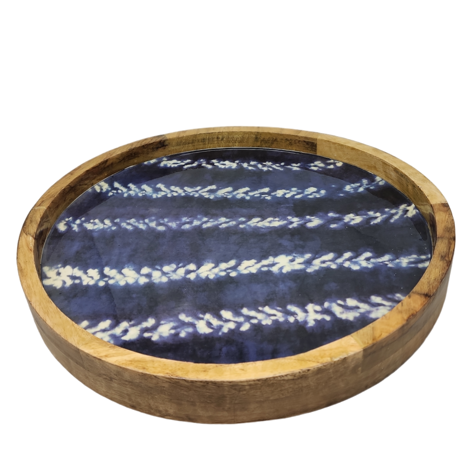 Blue Indigo Wood Server Tray