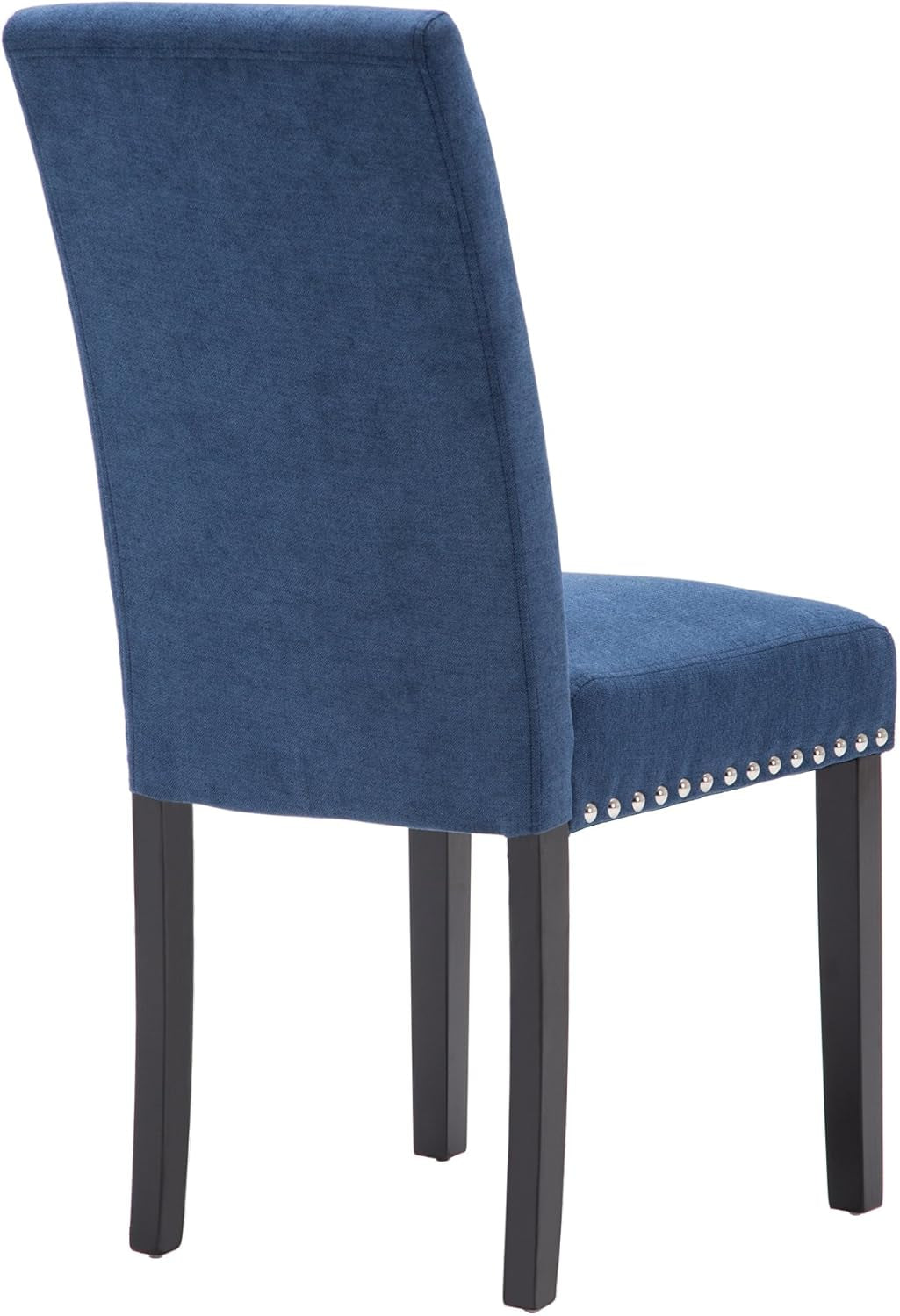 Blue Upholstered Dining Chairs With Copper Nailhead Trim