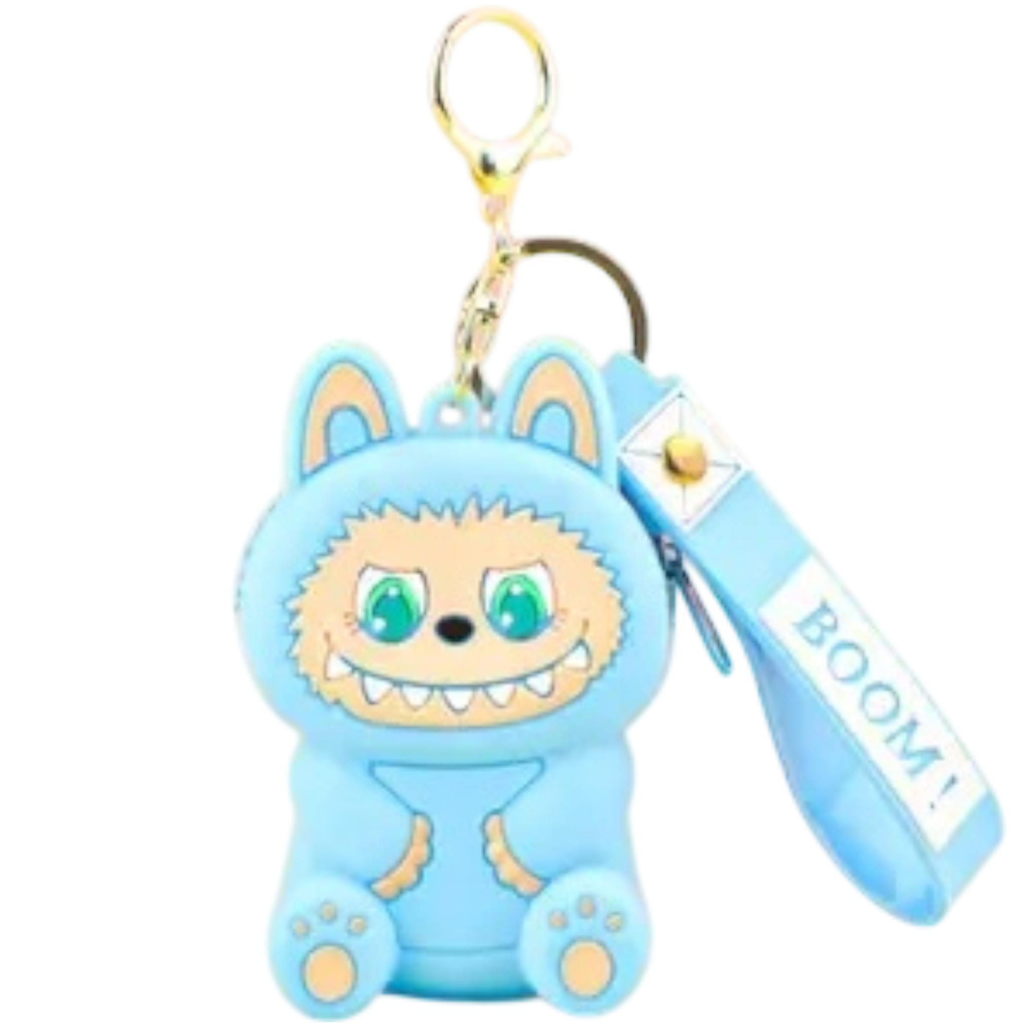 Blue With Green Eyes Silicone Labubu Coin Purse Key Chain Pendant