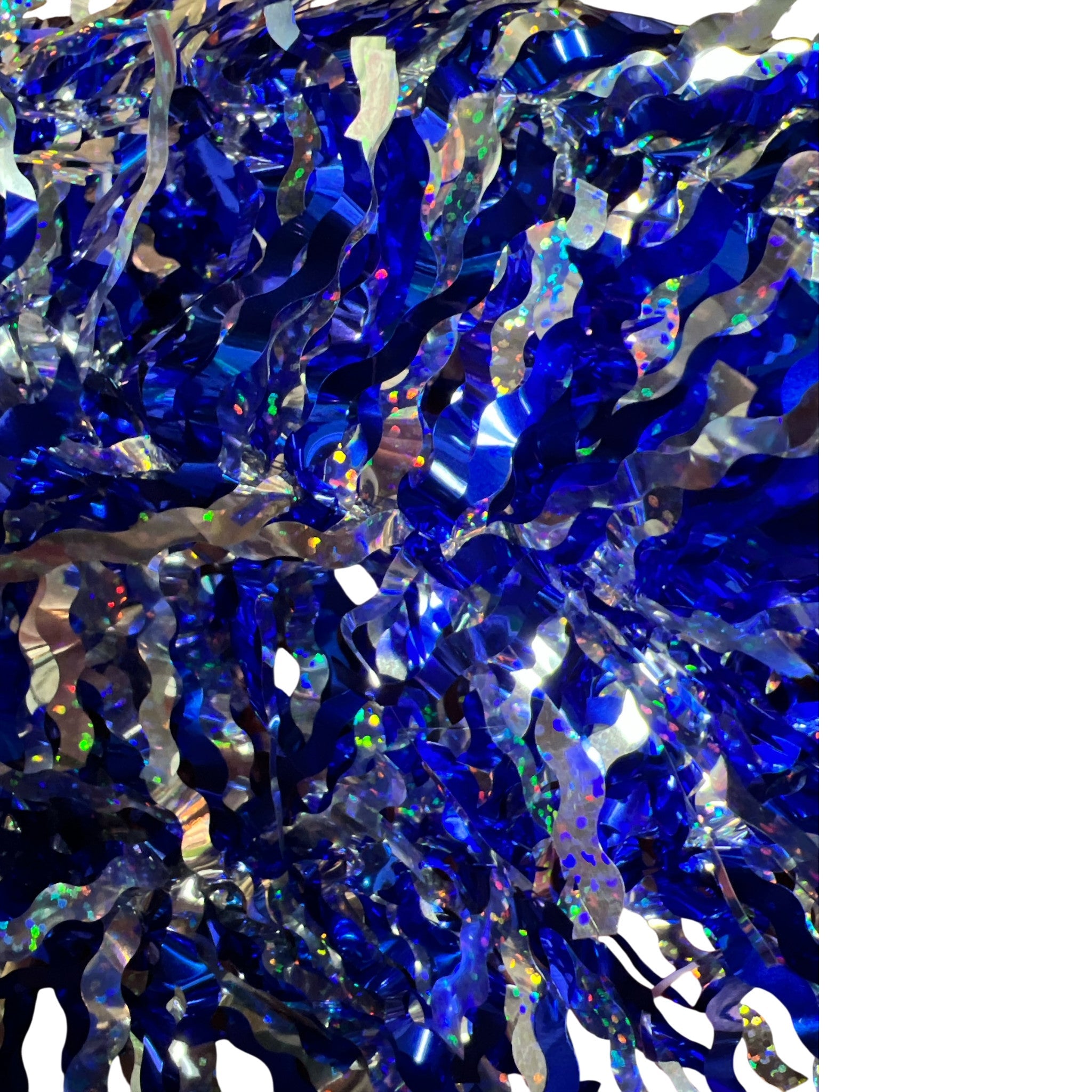Blue and Silver Holographic Garland Wavy Cut 3ply