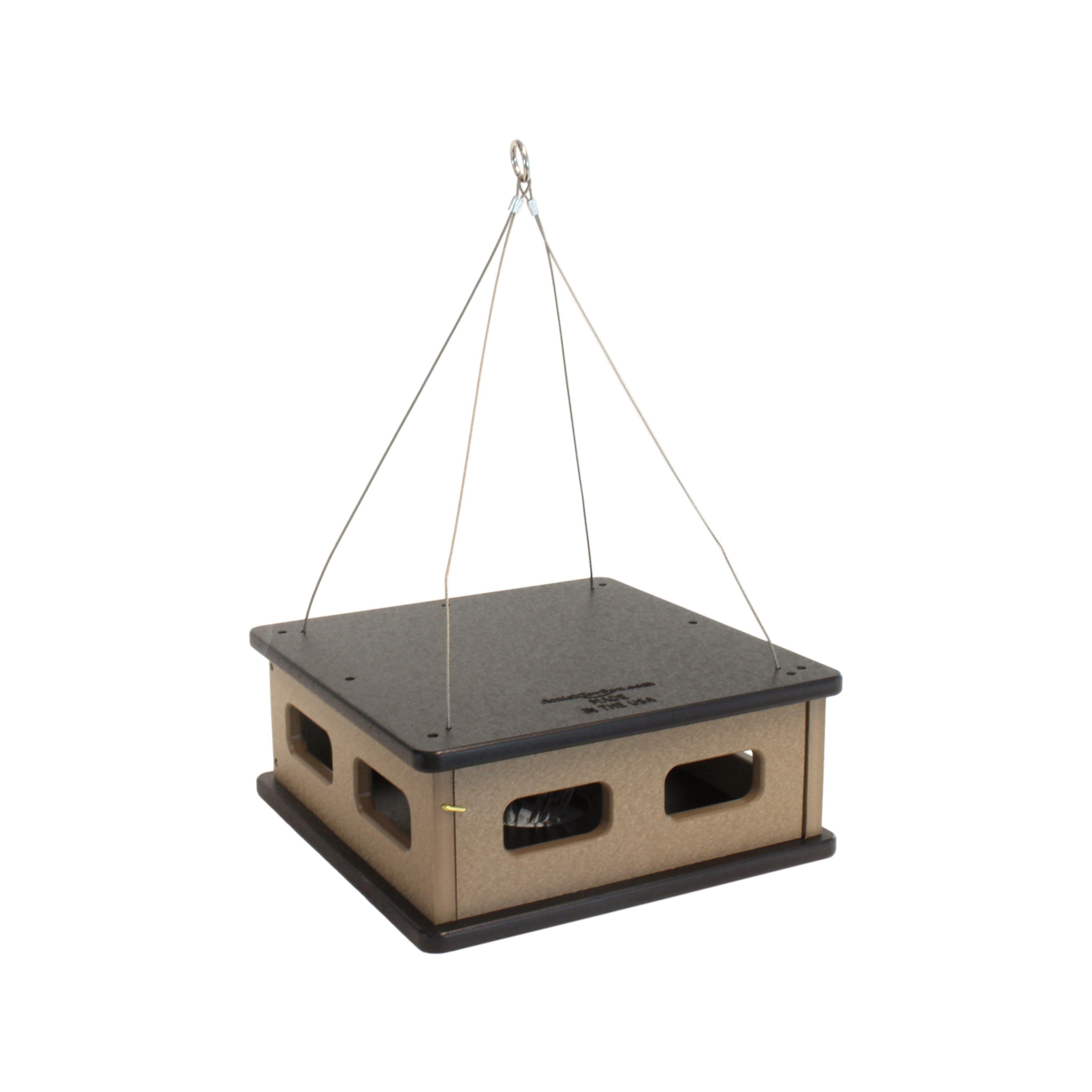 Bluebird Feeder - Hanging Block House Mealworm Feeder for Bluebirds - Amish-Made with Poly Lumber