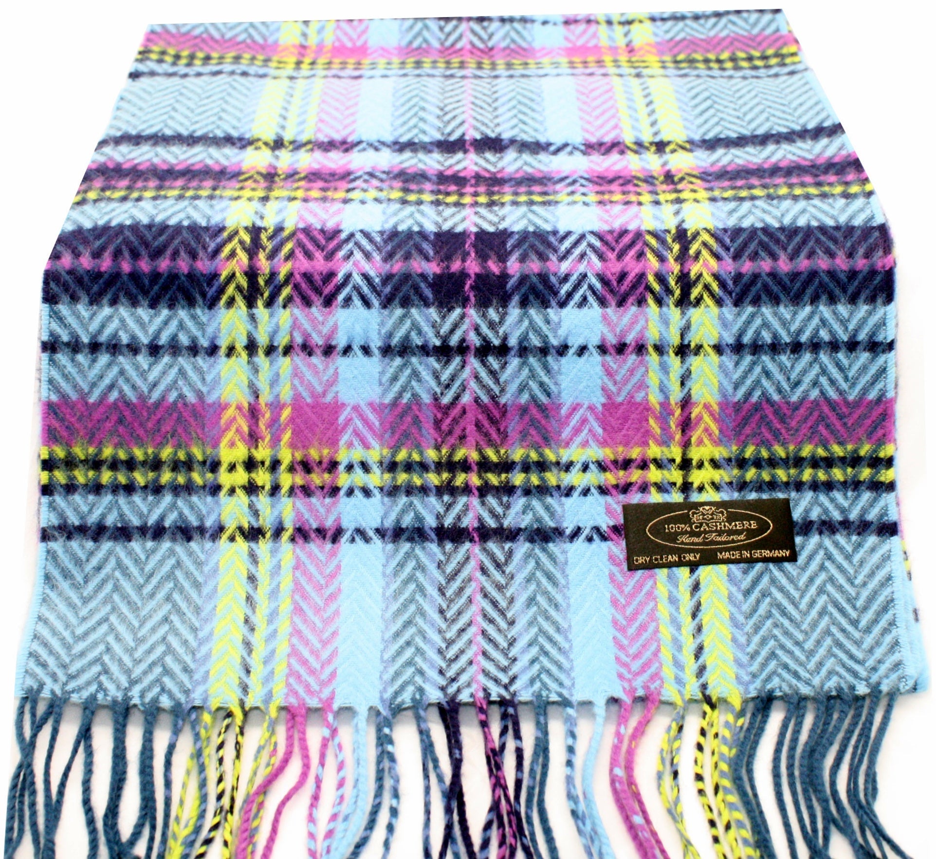 Blues and Yellow Cashmere Scarf