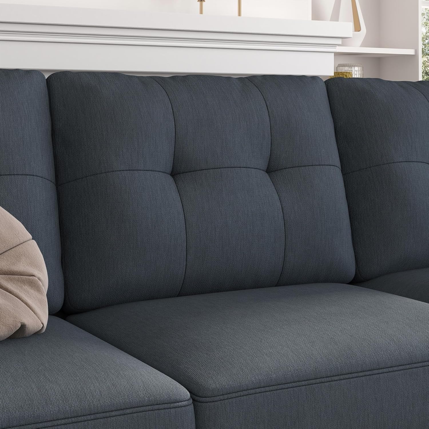 Bluish Grey L Shaped Sectional Sofa For Living Room