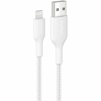 BoostCharge Pro Braided USB-A to Lightning Cable, 3.3ft, White