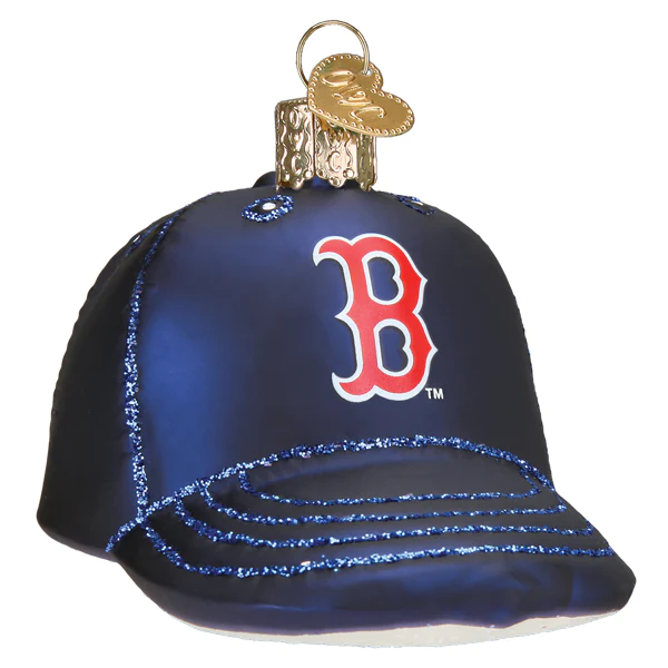Boston Red Sox Baseball Cap Glass Ornament