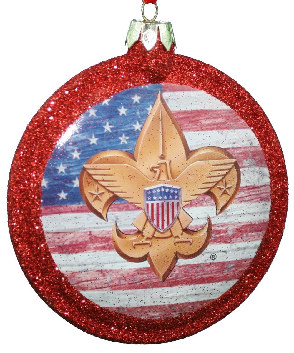 Boy Scout Round Disc Ornament - Wreath