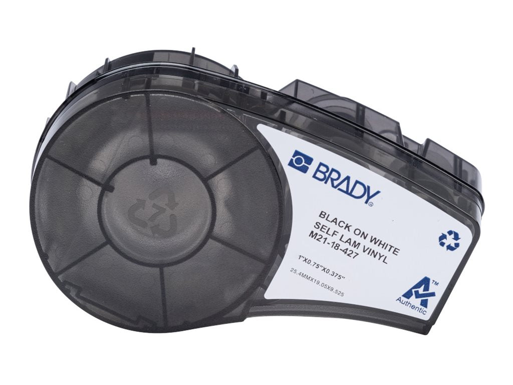 Brady - Vinyl - matte - permanent acrylic adhesive - 101.6 micron - white - 0.75 in x 1 in 121 label(s) (1 roll(s) x 121) self-laminating M21-18-427