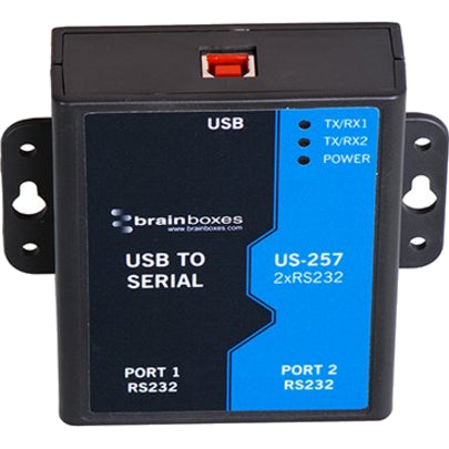Brainboxes 2 Port RS232 USB to Serial Adapter US-257