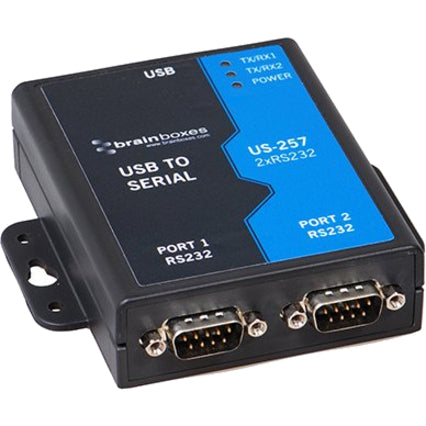Brainboxes 2 Port RS232 USB to Serial Adapter US-257