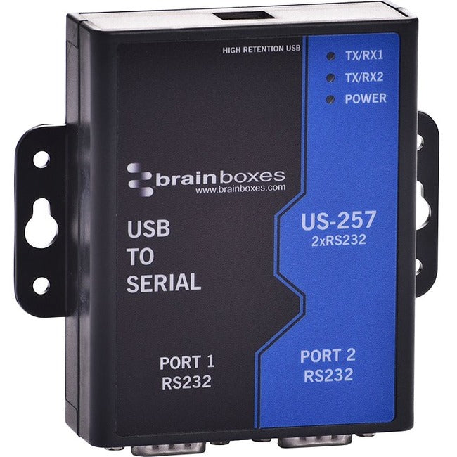 Brainboxes 2 Port RS232 USB to Serial Adapter US-257