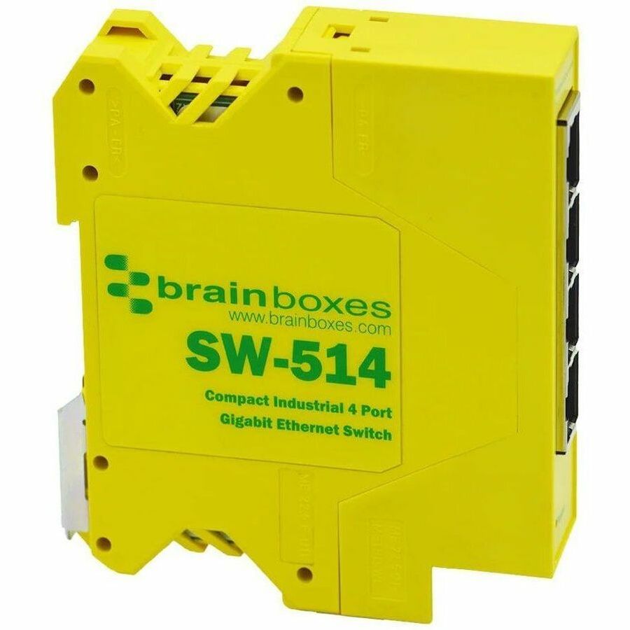 Brainboxes Compact Industrial 4 Port Gigabit Ethernet Switch - 4 Ports - Gigabit Ethernet