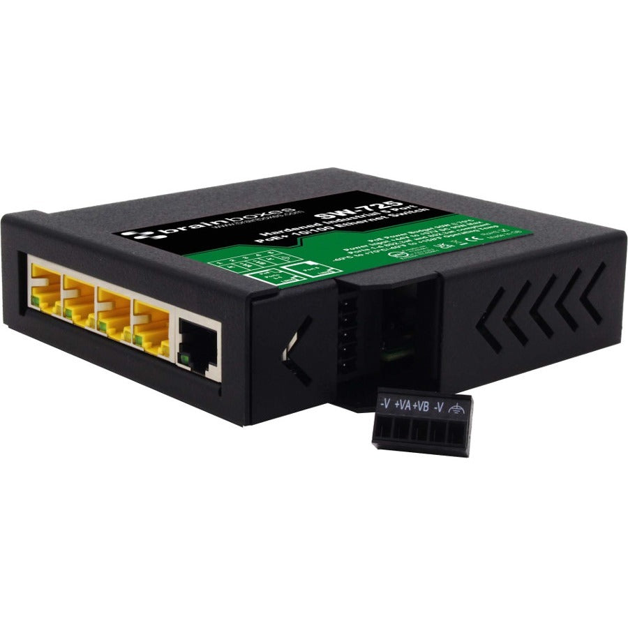 Brainboxes Hardened Industrial 5 Port Poe+ 10/100 Ethernet Switch