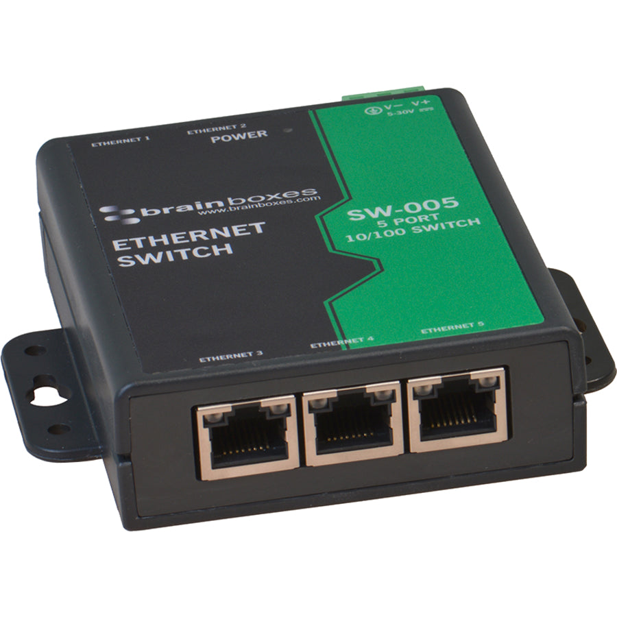 Brainboxes SW-005 5-Port Industrial Ethernet Switch - Wall Mountable Network Solution | TecISoft