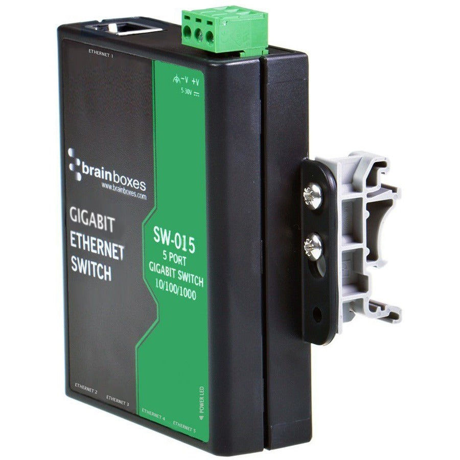 Brainboxes SW-015 Light Industrial 5 Port Gigabit Ethernet Switch - Wall Mountable Unmanaged Switch | TecISoft