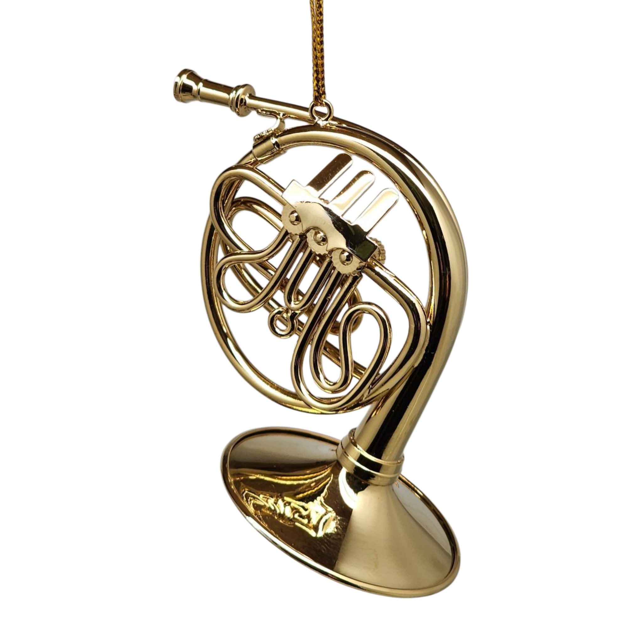 Brass French Horn Ornament with Case