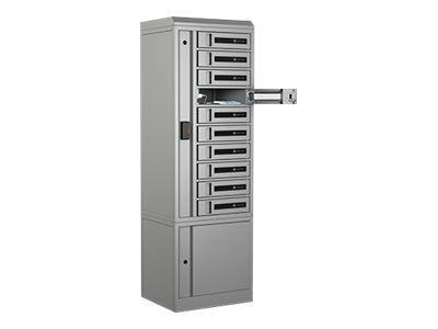 Bretford TechGuard Connect - Cabinet unit (charge only) - for 10 notebooks/tablets/cellular phones - lockable - steel - platinum TCLAUS170EF11